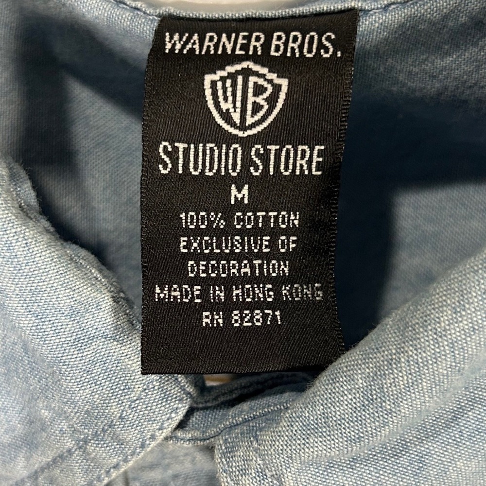 Vintage Warner Brothers Studio Taz Tasmanian Devil Denim Shirt Cartoon Medium - Picture 8 of 13